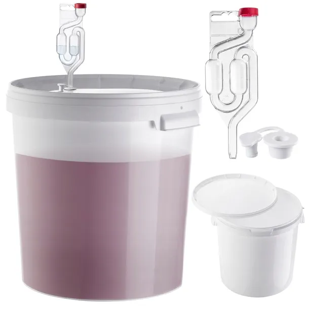 POJEMNIK FERMENTACYJNY 33L WIADRO NA WINO NALEWKI PIWO CYDR + KOREK RURKA