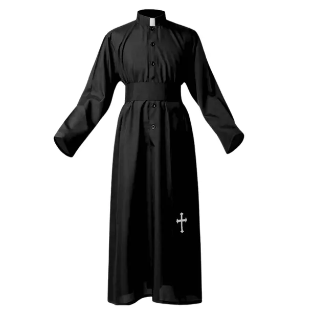STRÓJ KSIĘDZA HALLOWEEN KOSTIUM KSIĄDZ PRZEBRANIE M/L ZESTAW SUTANNA + PAS
