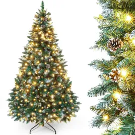 choinka-yorbay-led-150cm-sztuczna-oswietlona-z-szyszkami-snieg-ognioodporna