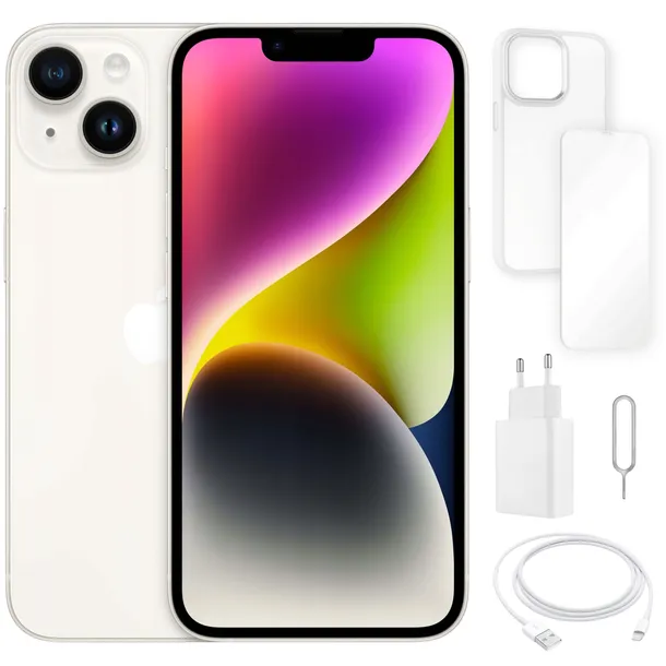 APPLE IPHONE 14 128 GB | STAN A+ | GRATISY | WHITE / BIAŁY | SIM + eSIM