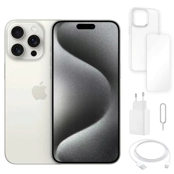 APPLE IPHONE 15 PRO MAX 256 GB | STAN A+ | GRATISY | BIAŁY | SIM + eSIM