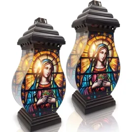 2x-znicz-szklany-39cm-lampion-witraz-maryja-grob-duzy-kapliczka-latarenka