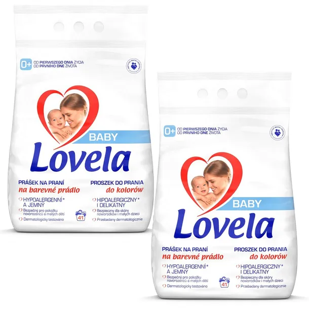 Lovela Zestaw BABY Hipoalergiczny Proszek do Prania Kolorów 2x 4,1kg