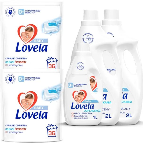 Lovela Baby Kapsułki Do Prania 72 sztuki i Płyn do płukania Mega Zestaw
