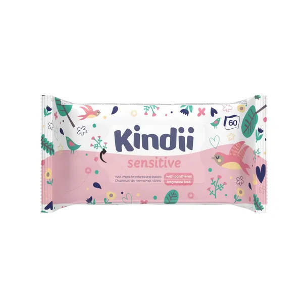 KINDII DELIKATNE CHUSTECZKI NAWILŻANE DLA DZIECI SENSITIVE 60 SZT.