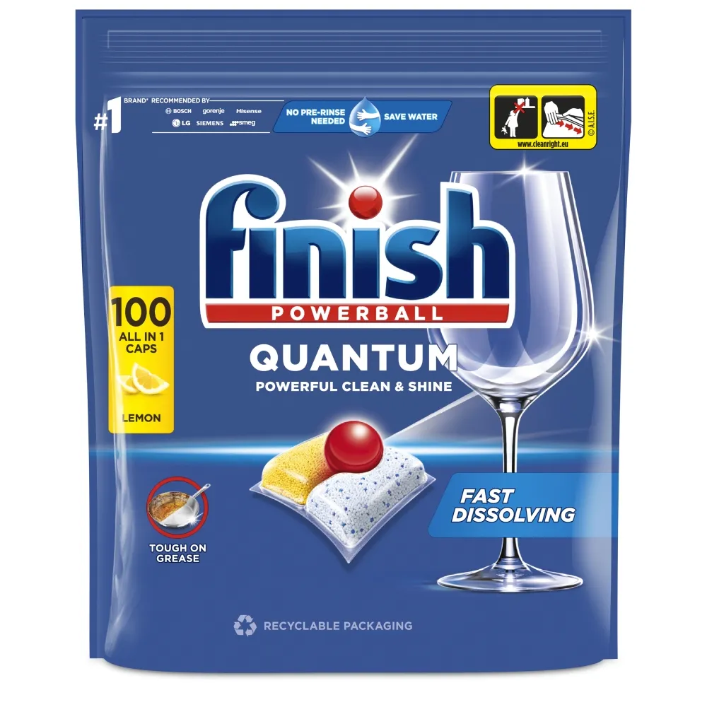 Finish Quantum All in 1 Kapsułki do Zmywarki Lemon Cytryna 100 sztuk