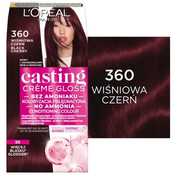 L'Oréal Paris Casting Crème Gloss Farba do włosów 360 Wiśniowa Czerń