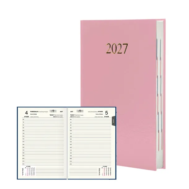 Kalendarz książkowy Agenda A5 dzienny 2027 Pudrowy Róż ekonomiczny planer