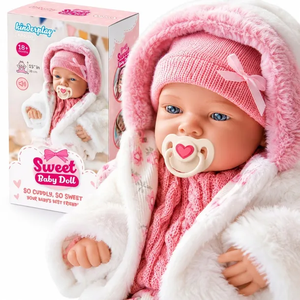 LALKA BOBAS INTERAKTYWNA MÓWI PŁACZE 38 CM REALISTYCZNA KINDERPLAY PREZENT