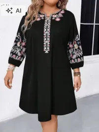 shein-plus-size-czarna-sukienka-midi-wzorzysta-z-rekawem-3-4-48-1la