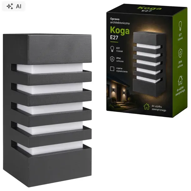 Kinkiet zewnętrzny lampa ogrodowa zewnętrzna elewacyjna ścienna E27 LED