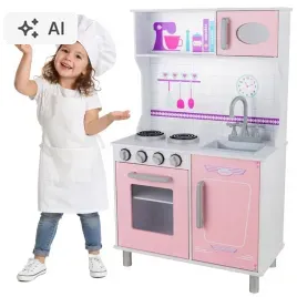 duza-tradycyjna-rozowa-kuchnia-dla-dzieci-kitchenfun-piekarnik-lodowka