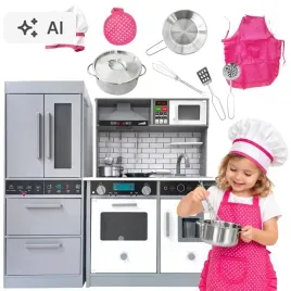 duza-drewniana-kuchnia-dla-dzieci-cook-n-roll-nowoczesna-szara-lodowka