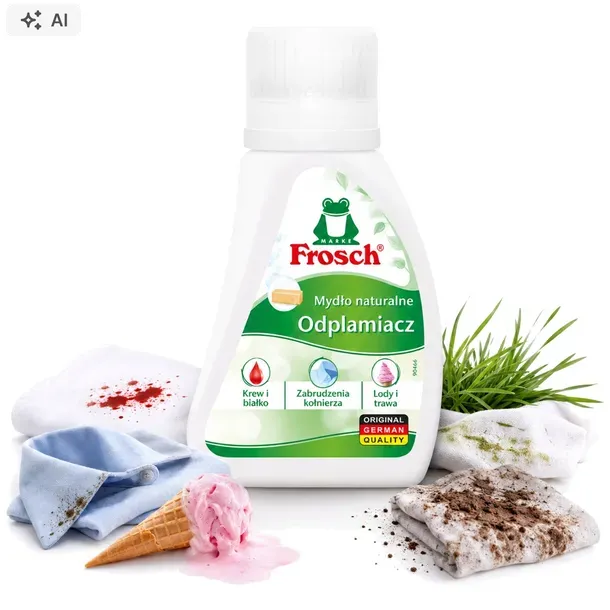 FROSCH Odplamiacz 75 ml usuwa plamy tłuszcz krew sos czekolade smar brud