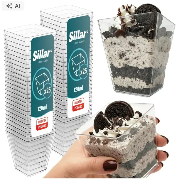 Pucharki do deserów 50x 120ml pojemniki plastikowe cukiernicze na przekąski