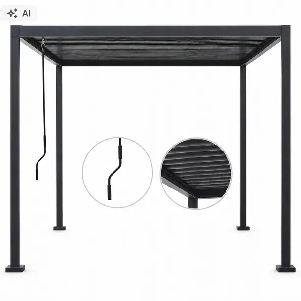 Pergola Ogrodowa 3x4 m Aluminium Stalowy Dach Regulowany Antracyt Na Taras