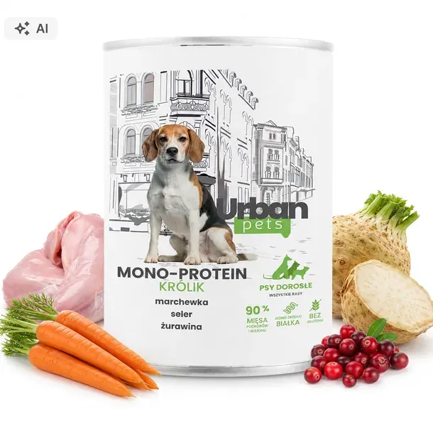 OVER ZOO Karma mokra dla psów Urban Pets Mono Protein królik 400g