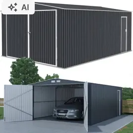 garaz-ogrodowy-metalowy-na-samochod-narzedzia-480x380cm-duza-brama-solidny