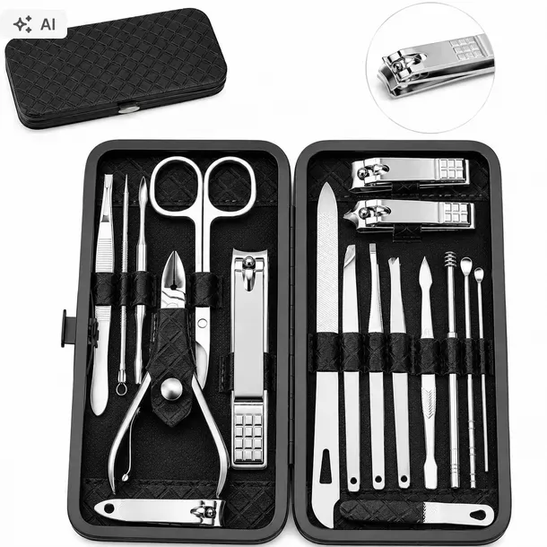 ZESTAW DO MANICURE 19W1 OBCINACZ PAZNOKCI PODRÓŻNY IDEALNY PREZENT D43