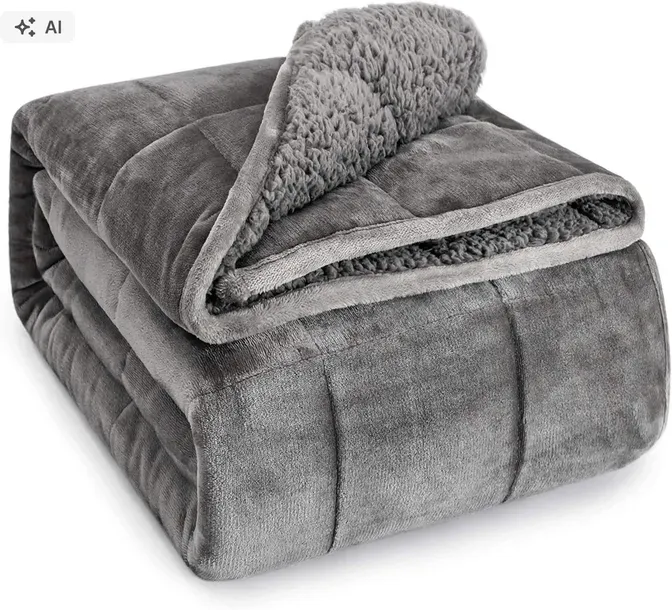 KOŁDRA OBCIĄŻENIOWA 9KG ZIMOWA DWUSTRONNA POLAR SHERPA 150X200 CIĘŻKA N104