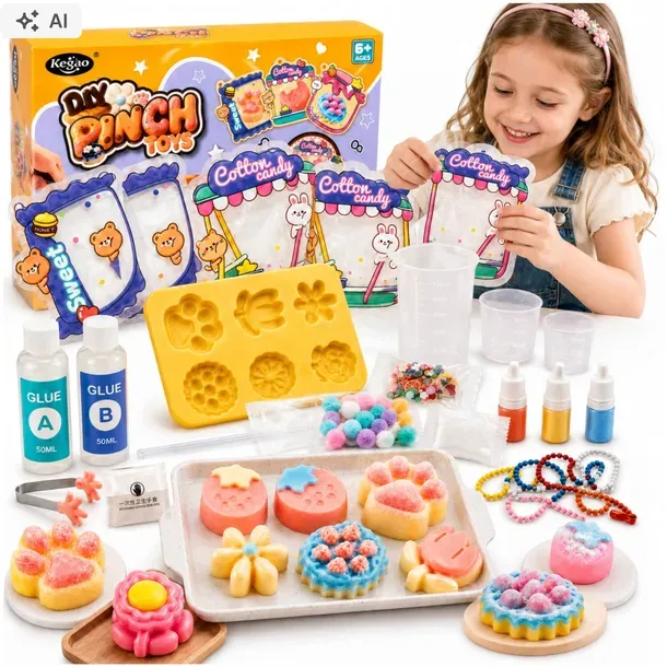 GNIOTKI SQUISHY DIY ZESTAW DO ROBIENIA 6 FIGUREK FORMY KOLORY DLA DZIECI 6+
