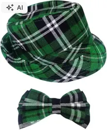 kapelusz-irlandzki-zielony-w-krate-muszka-unisex