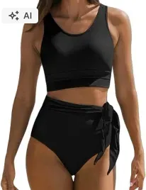 bikini-damskie-z-wysokim-stanem-wiazane-czarne-dokotoo-l