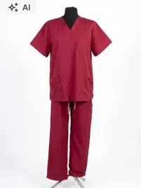 mundur-medyczny-scrubs-komplet-bordowy-rozmiar-l-bluza-spodnie-kieszenie