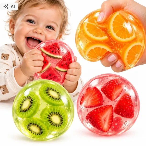 GNIOTEK WAZELINOWY OLEJ KOKOSOWY Z OWOCAMI SQUISHY SENSORYCZNY ANTYSTRESOWY