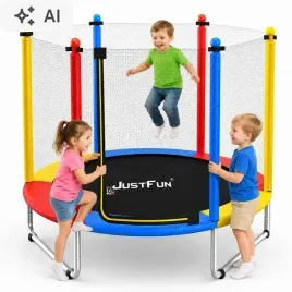 trampolina-152-cm-dla-dzieci-z-siatka-ogrodowa-5ft-just-fun-kolorowa