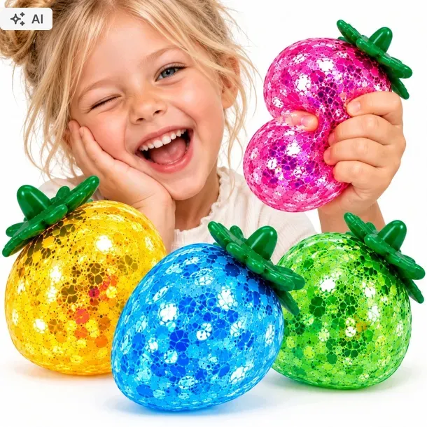 DUŻY GNIOTEK TRUSKAWKA SQUISHY ANTYSTRESOWY KOLOROWY DO ŚCISKANIA ZABAWKA