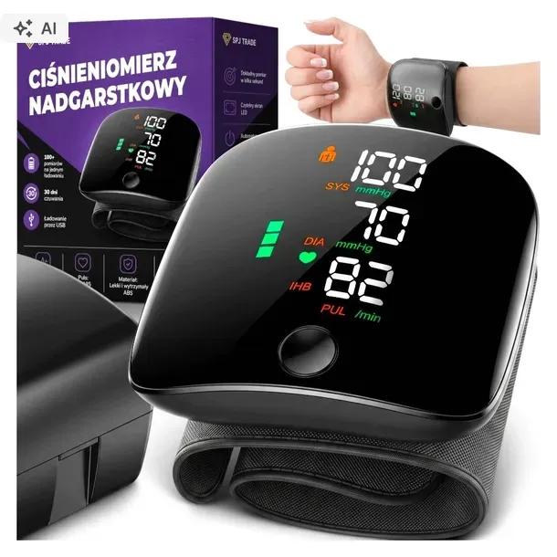 CIŚNIENIOMIERZ NADGARSTKOWY ELEKTRONICZNY MÓWI PO POLSKU ARYTMIA ETUI