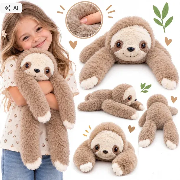 MIŚ OBCIĄŻENIOWY LENIWIEC MASKOTKA PRZYTULANKA SENSORYCZNA 50 CM 700g