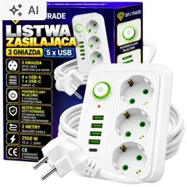 listwa-zasilajaca-przedluzacz-bialy-3-gniazda-250v-5x-usb-ladowarka-2metry