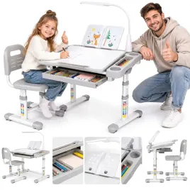 biurko-dzieciece-regulowane-z-krzeslem-lampka-led-szare-do-nauki-na-prezent