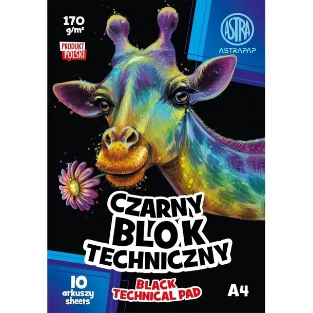 BLOK TECHNICZNY ASTRAPAP BLACK A4 170G CZARNY