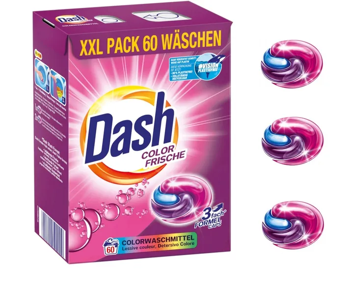DASH Color Frische Kapsułki prania kolor koloru 3in1 60sztuk niemieckie DE