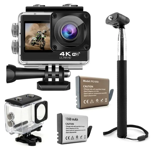 Kamera Sportowa 4K UHD 60FPS Akcesoria WiFi USB-C Pilot Wodoodporna Gomedia