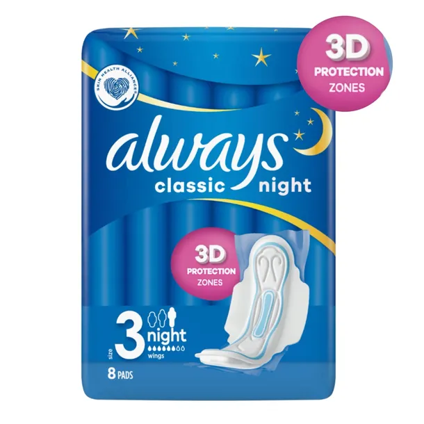 Always Classic Night Maxi Podpaski Higieniczne Na Noc 8 Sztuk