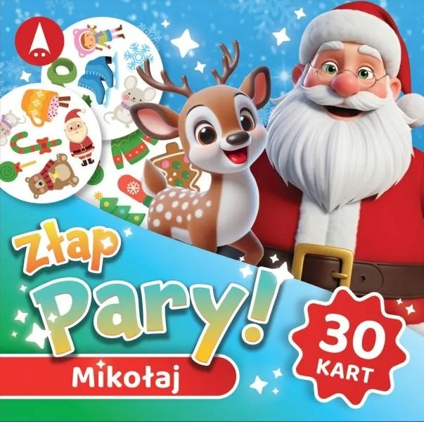 Złap pary Mikołaj Ale Pary Świąteczne Gra Karciana Znajdź Parę Mikołajki