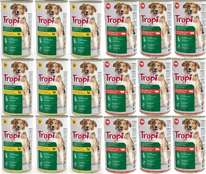 Karma mokra Tropi 1250g MIX SMAKÓW dla psa 18szt.
