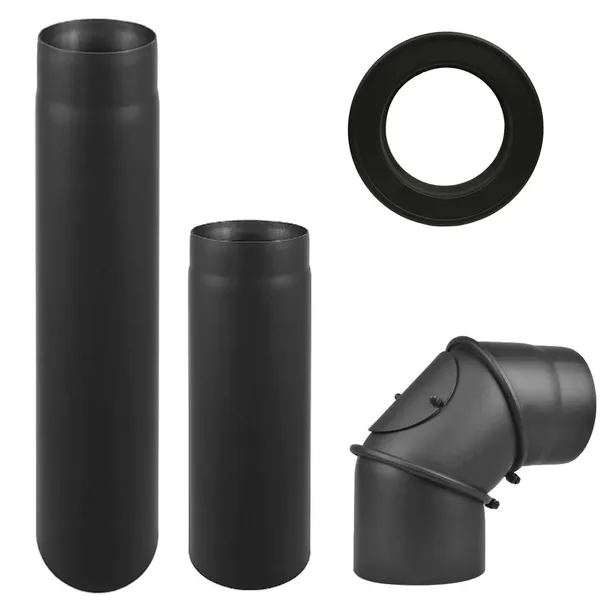Zestaw przyłączeniowy do pieca kominka fi 130 mm rury kolano rozeta