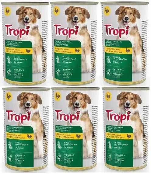 Tropi karma dla psów 1250g z kurczakiem 6szt