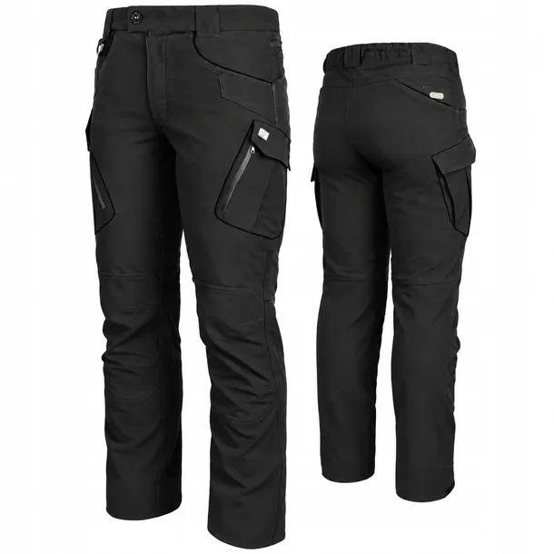Spodnie robocze BHP ELASTYCZNE CARGO BLACK 4WAY softshell monterskie