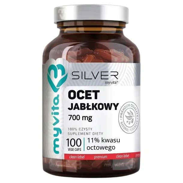 Ocet Jabłkowy 700 mg MyVita Silver Standaryzowany Na 11% 100 kapsułek