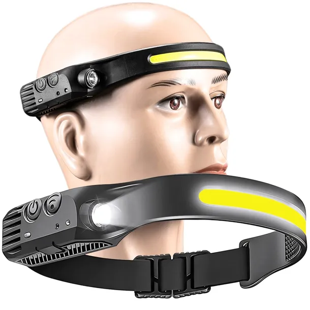 Latarka czołowa LED akumulatorowa USB-C COB XPE czujnik ruchu IPX4 500 lm