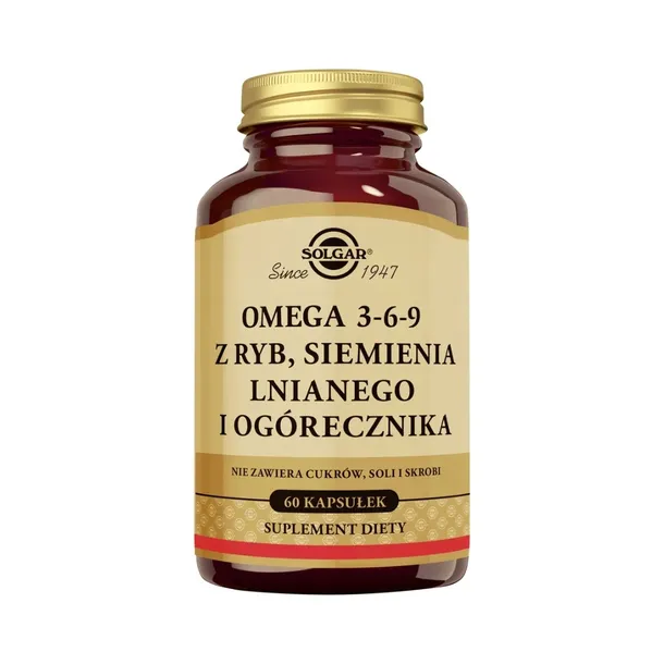 SOLGAR Omega 3-6-9 Olej rybi olej lniany olej z ogórecznika 60 kapsułek