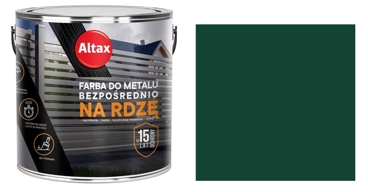 ALTAX FARBA DO METALU BEZPOŚREDNIO NA RDZĘ 2,5L - ZIELONY POŁYSK RAL6005