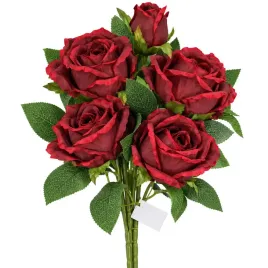 roza-roze-bukiet-sztuczny-55-cm-5-kwiatow-bordowy-do-wazonu