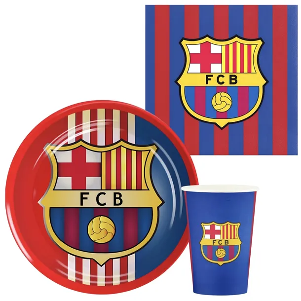 ZESTAW FC BARCELONA TALERZYKI KUBKI SERWETKI PAPIEROWE 40 SZTUK EKO PIŁKA